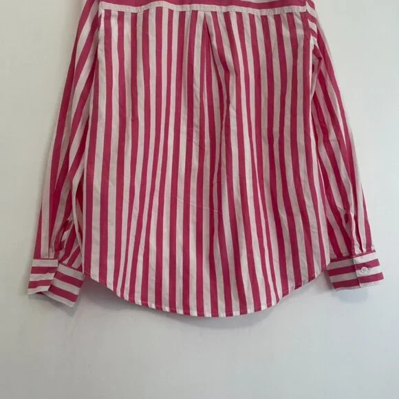 MAURICES Pink Striped Button Up Shirt White 100% Cotton Long Sleeve Button Down - Picture 14 of 16